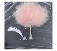 TYNXK Ventaglio con Piume Vintage Feather Hand Fan 1920S Renaissance Costume Dancing Show Wedding Party Decorations for Women Girls(Pink Tassel)