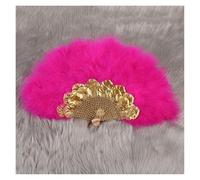 TYNXK Ventaglio con Piume Wedding Feather Fan, Stage Performance, Dance, Photography Props, Bride Hand-Held, Party Supplies(Rose Pink)