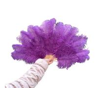 TYNXK Ventaglio con Piume White 70 * 40CM Big Fluffy Ostrich Feather Fans Black Fan Party Dance Performance Hands Held Folding 15 Bones(Purple,1PCS 70cmx40cm Right)