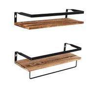 TyochiAki Set di 2 scaffali da parete in legno con portasciugamani, 40 cm, per bagno, cucina, soggiorno, camera da letto