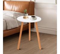 TyochiAki Tavolino rotondo, Ø 40 cm, altezza 52 cm, tavolino con 3 gambe, per soggiorno, camera da letto (bianco caldo)