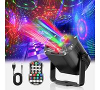 Tyonto Mini luci discoteca, Luce da luci palla Festa Musicale Controllata7 Diversi Modelli Effetto Strobo luce discoteca Telecomando e USB 2M per Famiglia, Festa Disco Bambini (Nero, Modello USB)