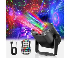 Tyonto Mini luci discoteca, Luce da luci palla Festa Musicale Controllata7 Diversi Modelli Effetto Strobo luce discoteca Telecomando e USB 2M per Famiglia, Festa Disco Bambini (Nero, Modello USB)