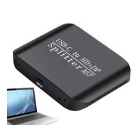 Type C Adapter, Display Splitter Tool, Function Video Output Converter with Reliable Signal System, Compact Plug Design with Double Screen Support Feature, Laptop Expansion Device for Office Use