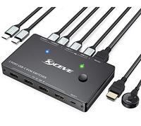 Type-C KVM Switch 2 Laptop 1 Monitor 4K@60Hz, MLEEDA USB-C KVM Switch 2 PC Condividono 1 Monitor e 4 Port USB, con Opzione di Erogazione di Potenza da 100 W, Telecomando Cablato e 3 Cavi Inclusi