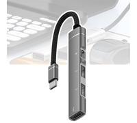 Typec a Usb Extender, mozzo in lega di alluminio, da uno a quattro, convertitore porta C, con base di ricarica Pd, corpo in metallo, buona consistenza, facile da trasportare