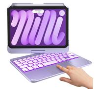 typecase Custodia con tastiera per iPad Mini 7 (2024) e Mini 6 (2021), custodia wireless con tastiera per iPad Mini 7a 6a generazione da 8,3", 10 colori, retroilluminata, con trackpad, viola chiaro