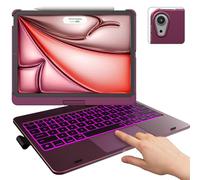 typecase Custodia con tastiera touch con trackpad per iPad Air 11" (M3 2025/M2 2024): girevole a 360°, retroilluminazione a 11 colori, tastiera wireless con portamatite per iPad Air di 5a e 4a