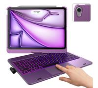 typecase - Custodia con tastiera touch con trackpad per iPad Air da 11 pollici (M2) 2024: girevole a 360°, retroilluminazione a 11 colori, tastiera wireless con supporto per penna per iPad Air