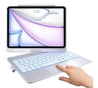 typecase Custodia con tastiera touch per iPad Air 11" (2024 M2) e iPad Pro 11 (4a/3a/2a/1a generazione): trackpad multi-touch, retroilluminazione a 11 colori, girevole a 360°, sottile e leggera, per