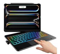typecase Custodia con tastiera touch per iPad Pro 11 "(M4) 2024, tastiera wireless con retroilluminazione a 11 colori, custodia protettiva girevole a 360° con portapenne, trackpad multi-touch, sottile