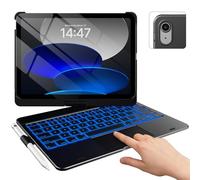 typecase Custodia per tastiera per iPad di 10a generazione (10,9", 2022) e iPad 11" (A16, 2025) con touchpad multi-touch, rotazione a 360°, retroilluminazione RGB, portapenna, QWERTZ, colore: nero