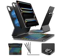 typecase Custodia per tastiera per iPad Pro 13" (M4, 2024), QWERTZ, sottile custodia rimovibile con tastiera magica, trackpad multi-touch, magnetica, portapenne, verticale/orizzontale, illuminazione