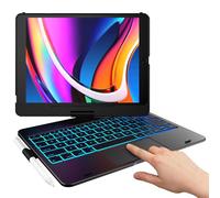 typecase Custodia Touch per iPad di 9a generazione con tastiera (10,2 pollici, 2021), trackpad multi-touch, retroilluminazione a 10 colori, girevole a 360°, sottile e leggera per ottava generazione