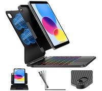 typecase Edge+ Custodia per iPad 11a e 10a generazione con tastiera (11" 2025 A16 e 11" 2022) - Stile tastiera magica con retroilluminazione RGB e trackpad, custodia protettiva sottile, supporto