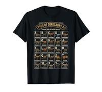 Types of Dinosaurs A-Z Alphabet Chart Retro Graphic Maglietta