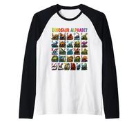 Types of Dinosaurs Alphabet ABC A-Z Dino Lover Kids Boys Maglia con Maniche Raglan