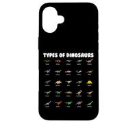 Types Of Dinosaurs Cute Cartoon Dino Design Custodia per iPhone 16 Plus