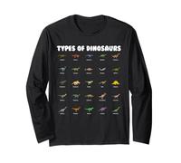 Types of Dinosaurs Cute Cartoon Dino Design Maglia a Manica