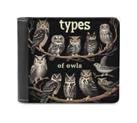 Types of Owls Owl Lover - Portafoglio sottile con tasca frontale e porta carte di credito, per donne e uomini, Stile:, Taglia unica, Per tutte le stagioni