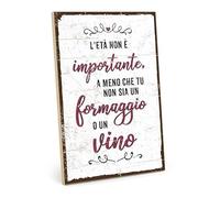 TypeStoff Targa in legno con aforisma - L’età non è importante a meno che tu non sia un formaggio o un vino - HS-01434-IT