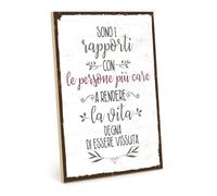 TypeStoff Targa in legno con aforisma - La vita è sempre bella, quando hai intorno le persone giuste - In stile vintage con frase, articolo da regalo e decorazione a tema amicizia - HS-00406-IT