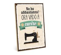 TypeStoff Targa in legno con aforisma - Ne ho abbastanza, vado a cucire - In stile vintage con frase, articolo da regalo e decorazione a tema accessori per cucire - HS-00114-IT