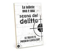 TypeStoff Targa in legno con frase - Toilette scena del delitto - con citazione, ideale come regalo e decorazione, a tema bagno, servizi igienici, ritirata e sala da bagno - HS-01173-IT