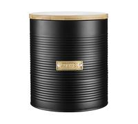 Typhoon Living - Contenitore ermetico per biscotti, barattolo con coperchio in bambù, 2,6 litri, colore: nero opaco/oro