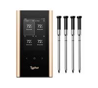 Typhur Sync Gold Wireless Termometro per Carne, 4 Sonde Sottili, 6 Sensori, Segnale 10x più Forte, Precisione ± 0,3 °C, Configurazione Diretta Base Intelligente, Lettura Affidabile Tramite Griglia
