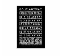 Typography Art Print, Motivational Quote Poster with Inspiring Message, Black White Minimalist Home Decor(Framed,16x24inch(40x60cm))
