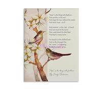 Typography Wall Art Hope Is The Thing with Feathers Emily Dickinson Canvas Print for Study Living Room Bedroom Decor(Framed,08x12inch(20x30cm))