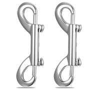 Tyqour 2 moschettini in argento, a doppio e moschettone, in acciaio inox, durevole, 8,8 cm, gancio a scatto per funi, collegamenti e guinzagli per cani