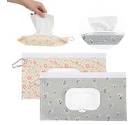 Tyqour Confezione da 2 sacchetti riutilizzabili per salviette per bambini, dispenser portatile per salviettine umidificate da viaggio, custodia impermeabile e antipolvere, porta salviette per bambini