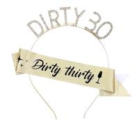Tyqour Dirty Thirty 30° Compleanno Copricapo Bambina 30° Compleanno Tiara Oro Corona Corona di Compleanno Fascetta Tiara Fascia per 30° Compleanno Decorazione Regalo Donna Festa Accessori