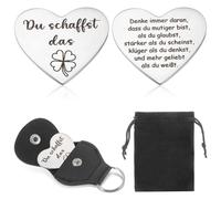 Tyqour Du Schaffst Das Glücksbringer, Edelstahl Doppelseitig Quadrifoglio, Glückmoneta portafortuna, regalo di buona fortuna, regalo motivazionale, argento, S