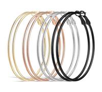 Tyqour Set di 4 Paia di Orecchini a Cerchio in Acciaio Inox, Dorati, Ipoallergenici, Infiniti per Ragazze e Donne, 50mm