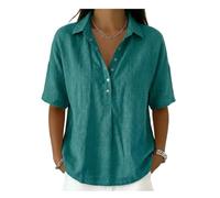 TYQQU Camicia Casual da Donna con Collo A V Moda Pavone Verde M