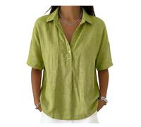 TYQQU Camicie Vacanza Donna Moda Mezza Manica Giallo Verde L