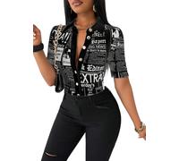 TYQQU Donna Basic Camicie Moda Tunica Blusa Nero XL