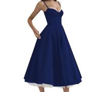 TYQQU Donna Basic Silky Dress Moda Midi Abito Blu Reale S
