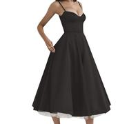 TYQQU Donna Moda Abiti A-Line Basic Abito da Sole Grigio Scuro L
