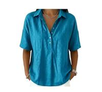 TYQQU Donna Moda Camicie Oversized Leggero Pavone Blu S