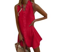 TYQQU Donna Moda Flowy Mini Abito Sexy Abito da Sole Rosso L