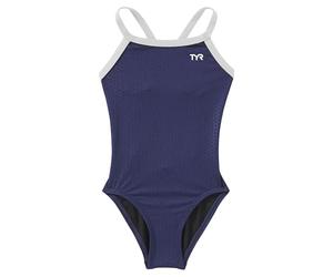 TYR da Ragazza Hexa Diamondfit Swimsuit, Ragazza, DHEX7Y, Navy/White, 24