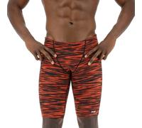 TYR Durafast Elite Athletic Jammer Swimsuit Costume a Pantaloncino, Nero/Arancione, 4 Uomo