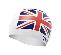 TYR Great Britain Silicone Fit, Cuffia da Piscina con Bandiera United Kingdom Unisex-Adult, White