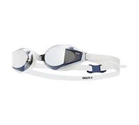 TYR Stealth-X Race - Occhialini da nuoto a specchio, per adulti, colore argento/bianco, taglia unica