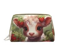 Tyrannosaurus Bad Boymakeup Bag Organizer, trousse per cosmetici da toeletta, astuccio con cerniera per pennelli (grande), Mucca Fragola Nella Foresta, Taglia unica