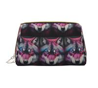 Tyrannosaurus Bad Boymakeup Bag Organizer, trousse per cosmetici da toeletta, astuccio con cerniera per pennelli (grande), Il lupo con gli occhi azzurri, Taglia unica
